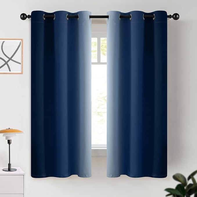 COSVIYA Curtains & Drapes Ombre Blue Curtains 63 inch Length 2 Panels Set by COSVIYA