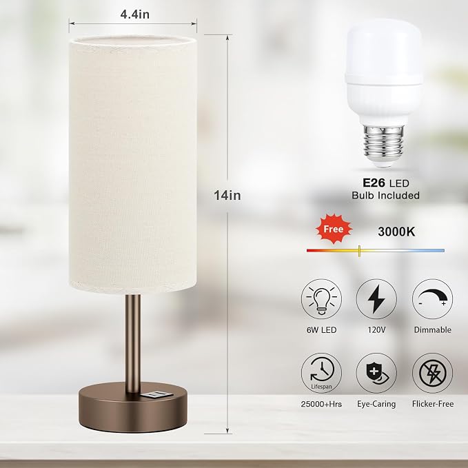Dicoool Bedside Table Lamp for Bedroom - Image 5