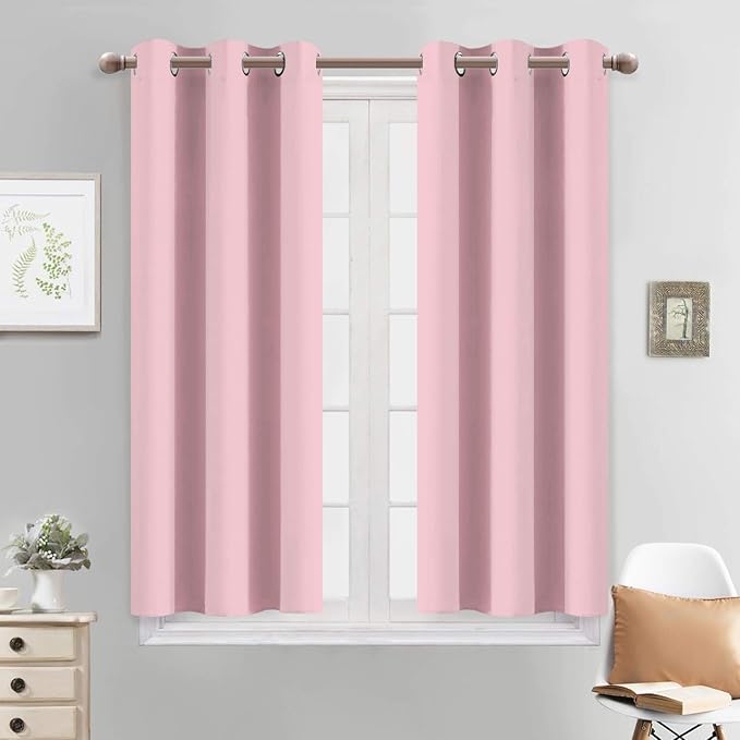 Yakamok Blackout Curtains 38x45 inch Pink Thermal Drapes-Bedroom | 2 panels by Yakamok