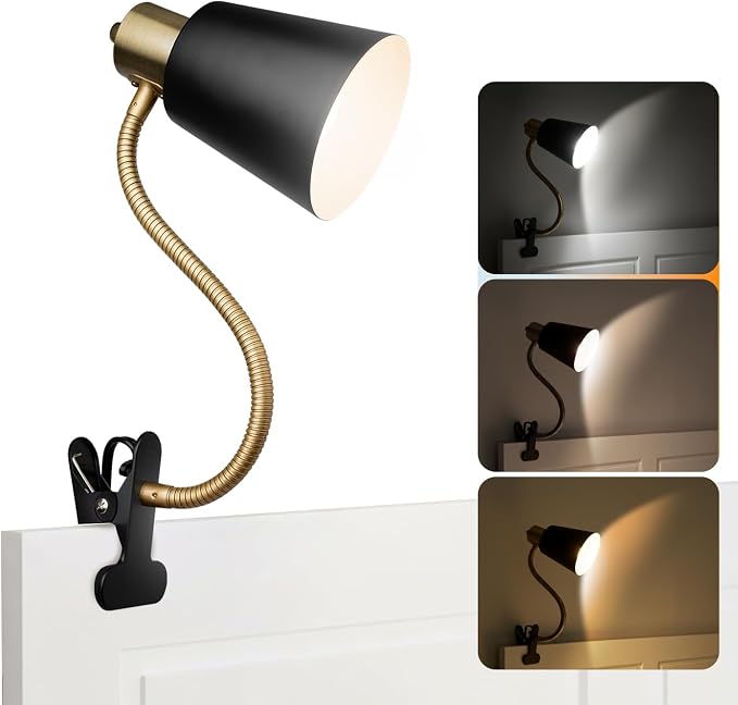Desk lamp Eye-Caring Table Lamps, 360°Rotation Gooseneck Clip on Lamp Reading - Image 8