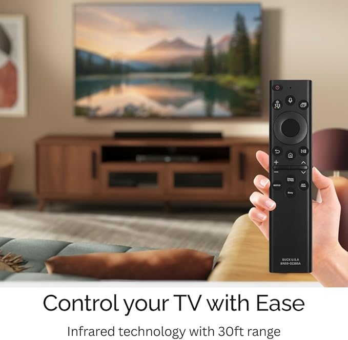 BN59-01385A Samsung TV Remote Control Replacement for Smart TV - Easy Setup, Universal Voice Remote, No Solarcell - Works with Samsung QLED, Frame, Crystal UHD, 4K, & LED Smart TVs