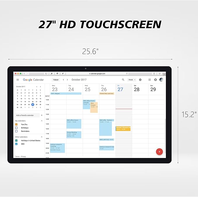 Large Touchscreen Monitor Digital Electronic Calendar, Downloadable APP,10-Point Touch,16:9 Display, Android 13 with 8GB RAM & 128GB ROM,Perfect for Office, Business, and Home (27 inch)