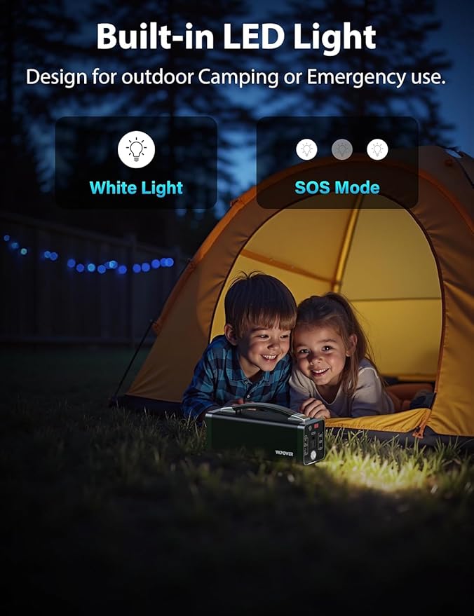 YKPOWER Portable Power Station 150W, 133.2 Wh/36000mAh Fast Charging, Portable Power Bank with 5 Outputs, AC Outlets, LED Light for Backup Home Outdoor Emergency Travel Camping RV