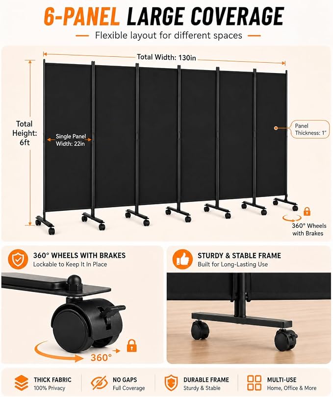 Room Divider, 4-Panel Folding Privacy Screen - Image 3