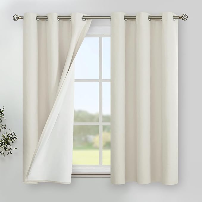 YoungsTex 48 Inch Length Linen Blackout Curtains by YoungsTex