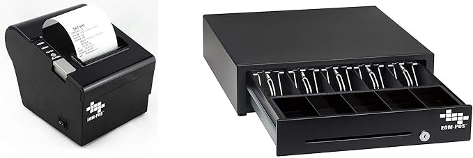 EOM-POS Heavy Duty Cash Register Drawer + Thermal Receipt Printer -for Windows Systems Only