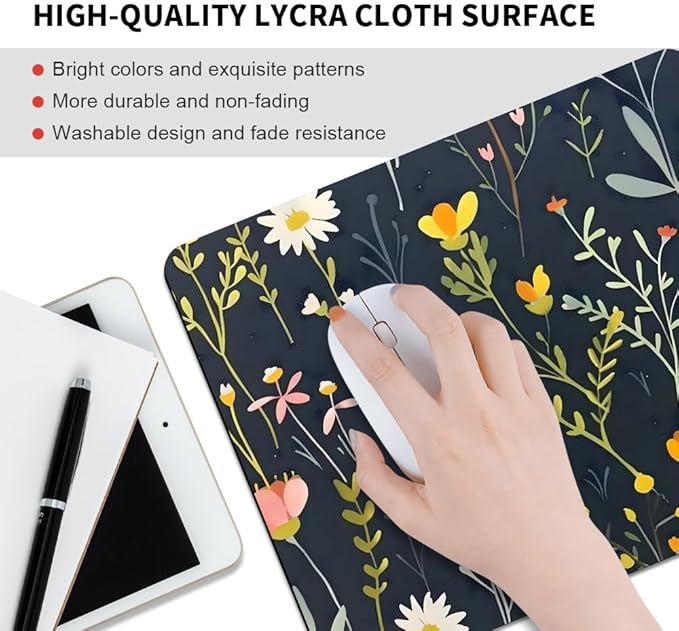 Dreamy Floral Pattern Square Mouse pad, Texture, Waterproof, Anti Slip Rubber Base, Computer Mouse pad, Laptop Mouse pad