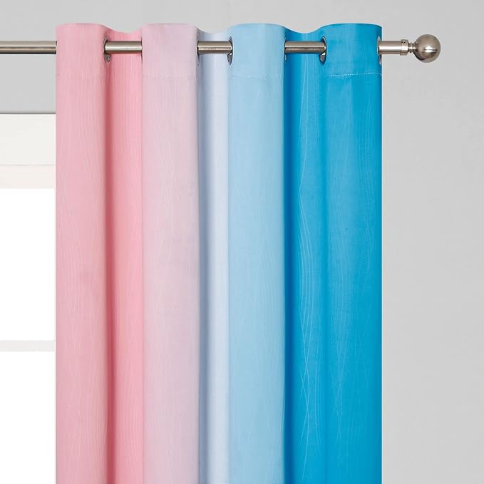 Pink and Blue Ombre Curtains for Bedroom 84 Inch Long | Room Darkening Curtains - Image 4