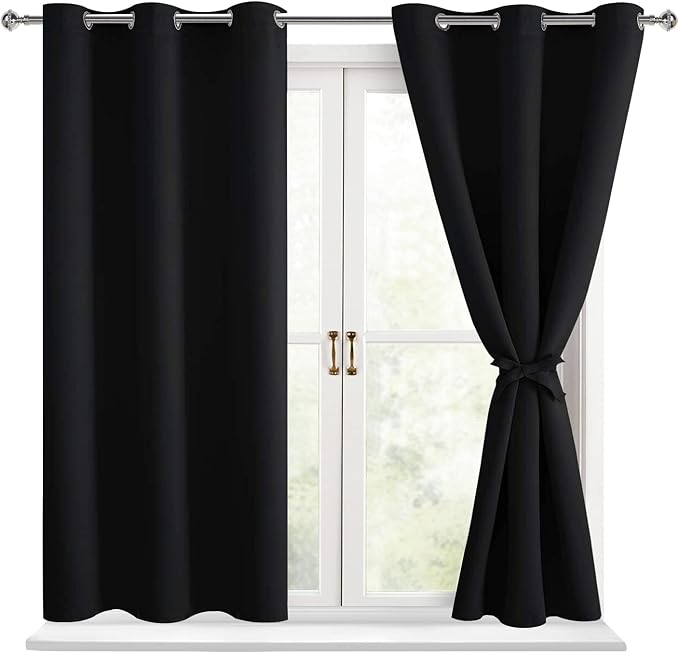 Short Blackout Curtains for Bedroom 2 Panels, 42 x 45 Inch | Light Blocking & by Hiasan