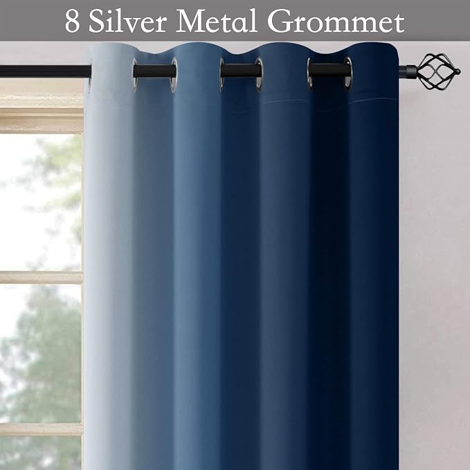 SimpleHome Ombre Blue to Grey White Curtains - Image 5