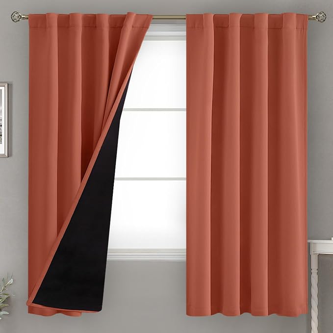 BGment Terracotta 100% Blackout Curtains 63 Inch Length by BGment