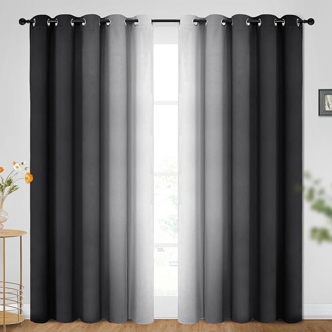 SimpleHome Ombre Black to Grey White Curtains by SimpleHome