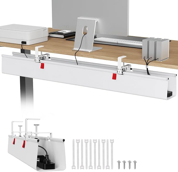Univivi No Drill Under Desk Cable Management Tray, 48 inch Cable Management | by Univivi