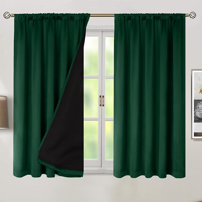 BGment Emerald Blackout Curtains 45 Inch Length - Image 2