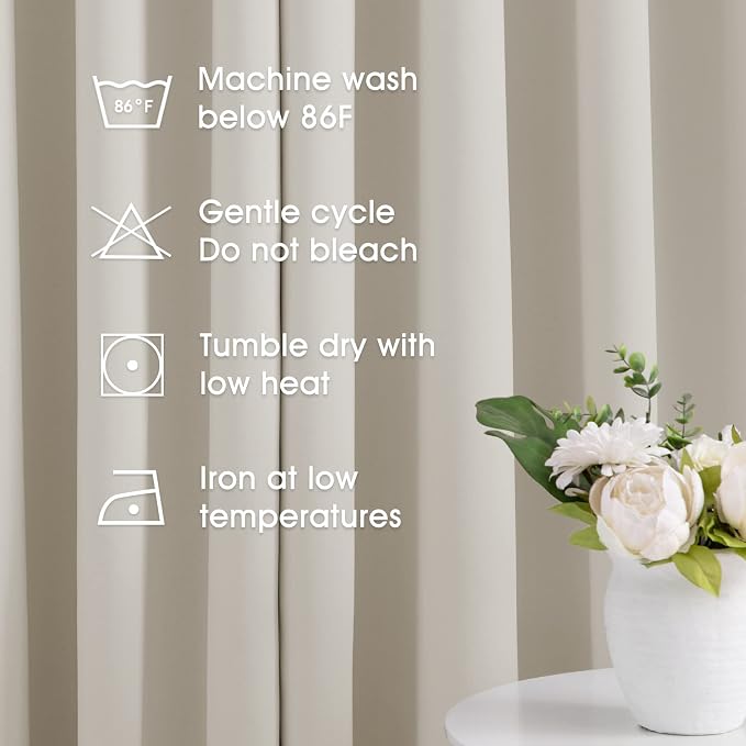 HOMEIDEAS Cream Beige Blackout Curtains - Image 5