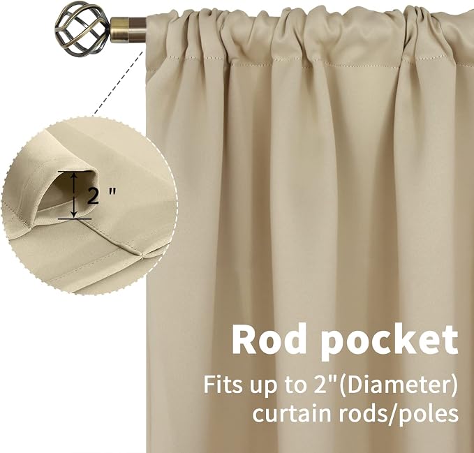 BGment Beige Room Darkening Curtains 84 Inches Length - Image 4