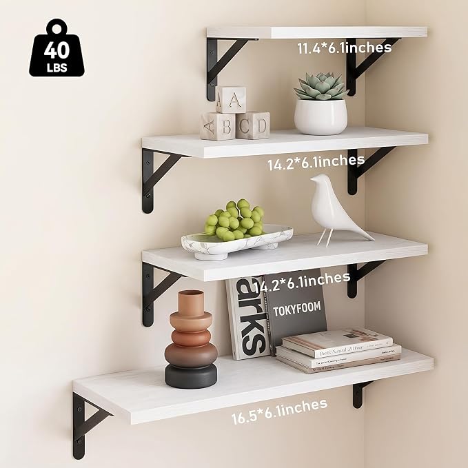 YGEOMER 4 Different Sizes Floating Shelves - Image 3