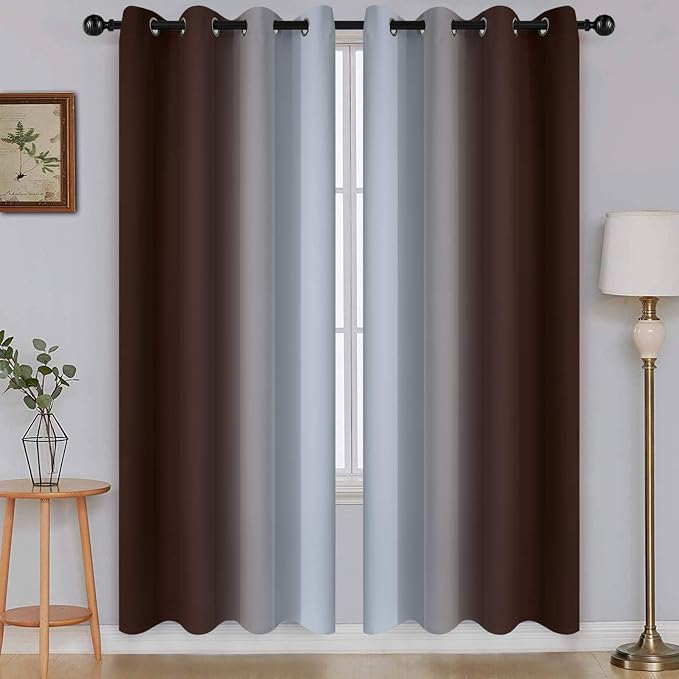 SimpleHome Ombre Brown to Grey White Curtains by SimpleHome