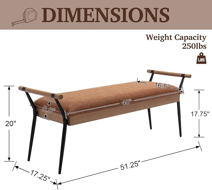LukeAlon Modern PU Ottoman Bench - Image 2