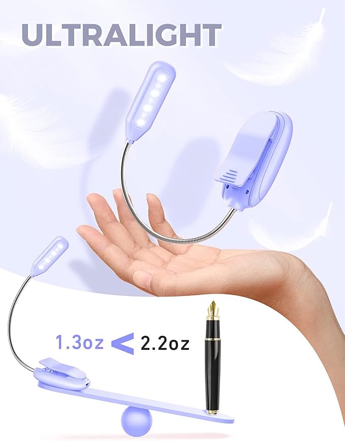 Rechargeable Book Light for Reading in Bed, 80H Reading, 3 Brightness Levels & - Image 4