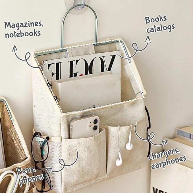 Dorm Storage Bedside Caddy Dorm Room Essentials Linen Hanging Storage Organizer - Image 3