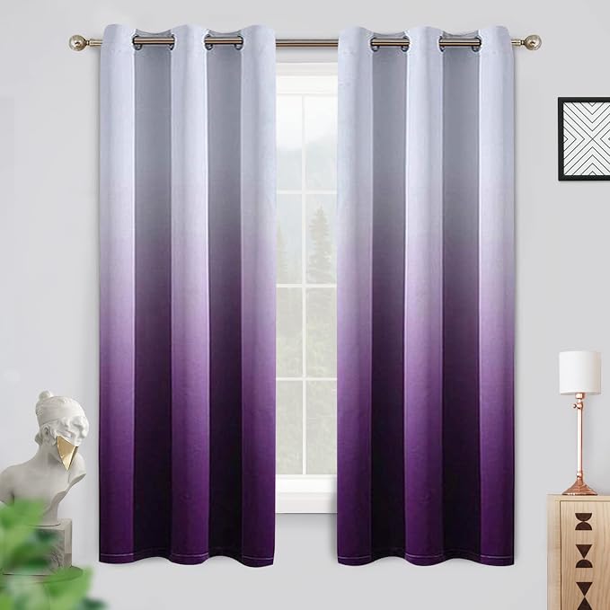 COSVIYA Grommet Ombre Room Darkening Curtains 63 inch Length 2 Panels, Gradient by COSVIYA