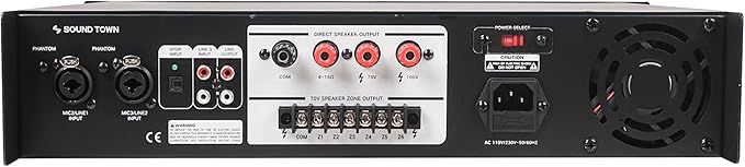 Sound Town Commercial Restaurant Bluetooth Amplifier + Surface-Mount Speaker Set, with One 6-Zone 70V/100V Amplifier with Bluetooth, 4 x 6.5-Inch Surface-Mount Speakers, White (STCA180X4MS6W)