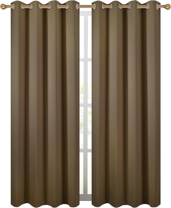 Diraysid Brown Grommet Blackout Curtains - Image 2