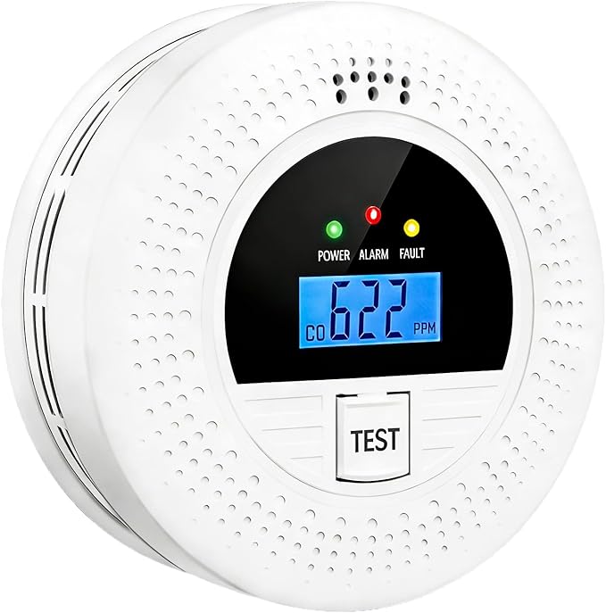 Combination Smoke and CO Detector with Battery Operated, Test Button, LCD Display