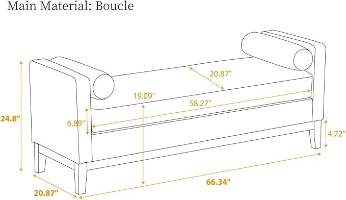 KEIKI Oversize Boucle Bench Ottoman - Image 2