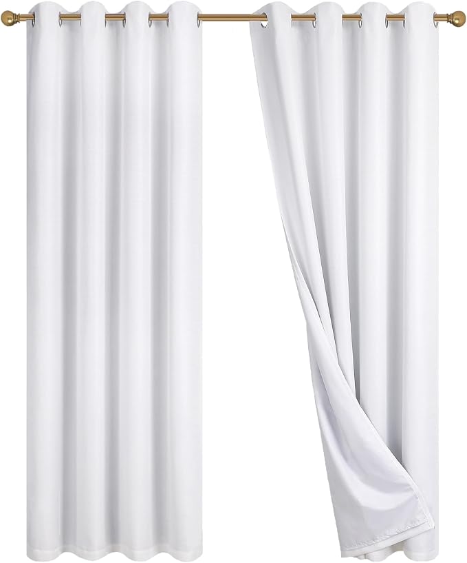 Diraysid 100% Blackout Curtains White Linen Curtains - Image 9