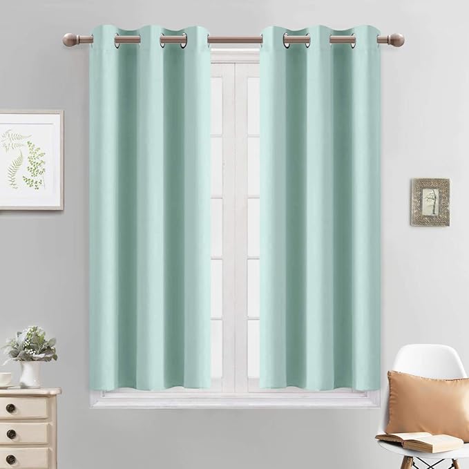 Yakamok Blackout Curtains 38x45 inch Aqua Thermal Drapes-Bedroom | 2 panels by Yakamok