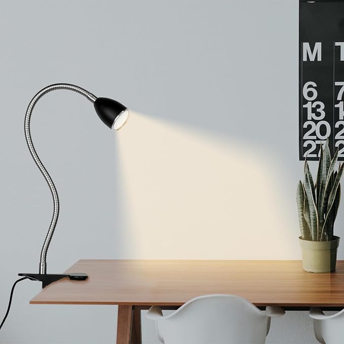 Desk lamp Eye-Caring Table Lamps, 360°Rotation Gooseneck Clip on Lamp Reading - Image 7