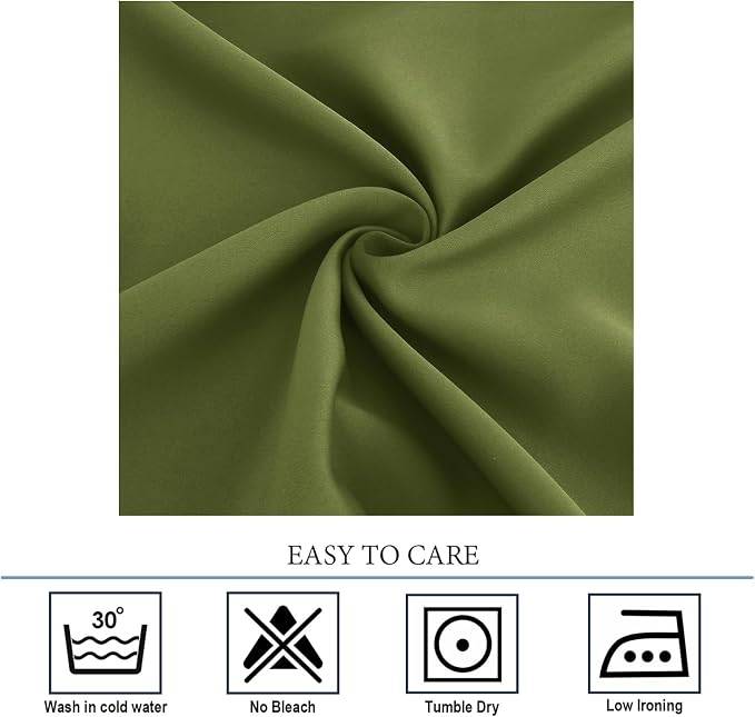 Diraysid Olive Green Grommet Blackout Curtains - Image 4