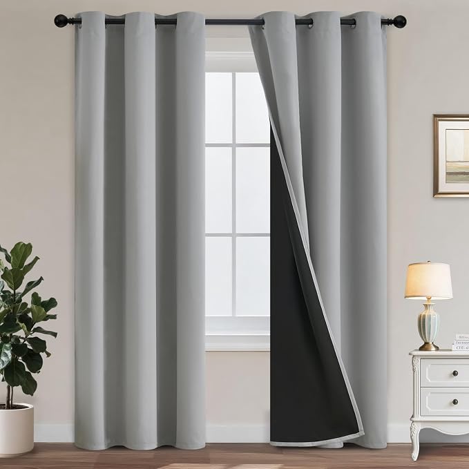 Yakamok Light Grey Blackout Curtains 84 inches Long by Yakamok