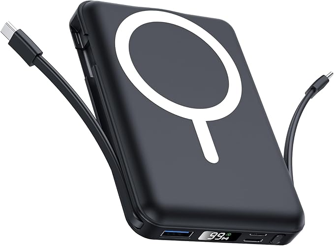 for Magsafe Portable Charger - 10000mAh Battery Pack for Magsafe with USB-C Cable and PD 20W USB C Fast Charging LED Display, Magnetic Wireless Power Bank for iPhone 17/16/15/14/13/12/Pro/Pro Max