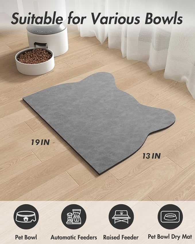 Absorbent Dog Food Mat-Dog Cat Mat for Food and Water Bowl, Quick Dry Pet Food Mat, No Stains Pet Feeding Pad, Cat Accessories Pet Supplies-Water Bowl Mat for Messy Drinkers