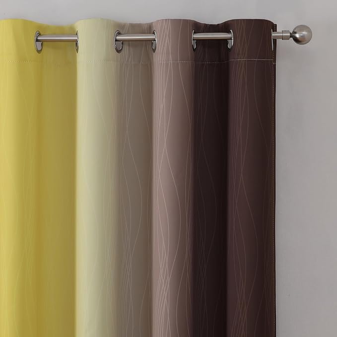 Brown and Yellow Blackout Curtains 52Wx54L Inch 2 Panels | Thermal Insulated - Image 4