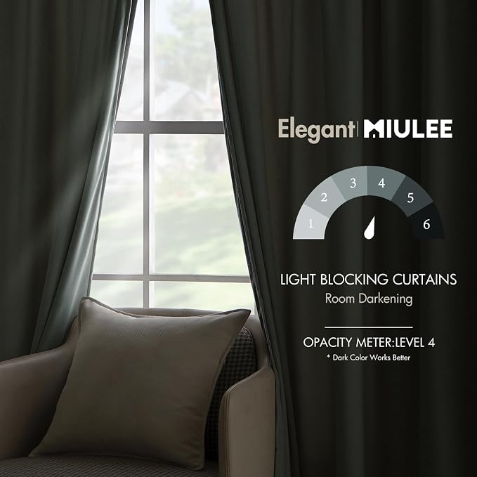 MIULEE Velvet Curtains 52x84 inches 2 Panels Misty Blue Blackout Curtains | - Image 5