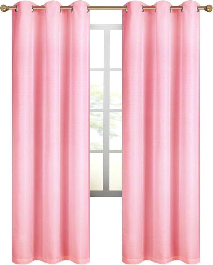Diraysid 100% Blackout Curtains Pink Linen Curtains - Image 7