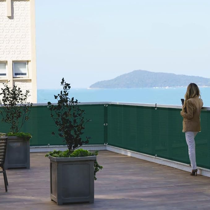 Custom Size 3'x18' Dark Green Balcony Privacy Screen 90% UV Block | Windscreen - Image 6