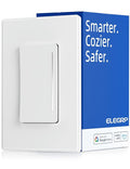 ELEGRP Smart Dimmer Light Switch DTR30, Single Pole or 3 Way, 2.4GHz Wi-Fi Touch Dimmer Compatible with Alexa/Google Assistant, Needs Neutral Wire, No Hub Required, UL and FCC Listed, White, 1 Pack