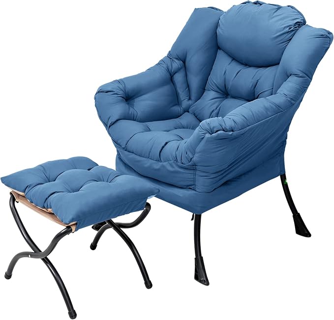 Welnow Lazy Chair with Ottoman, Reading Chair with Footrest, Royal Blue | A by LifeGetsBetterWithWelnow