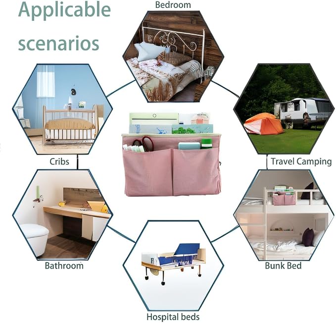 Bedside Caddy Bedside Hanging Storage Basket Multi-Function Organizer Caddy - Image 5