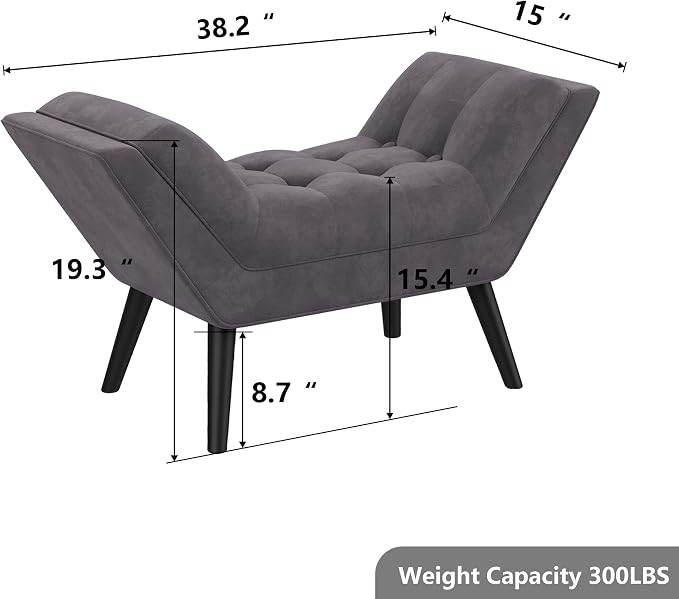 Upholstered Tufted Small Cute Bench Ottoman - Image 2