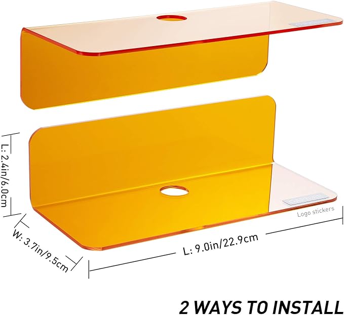 OAPRIRE Small Acrylic Floating Wall Shelves Set of 2, Flexible Use of Wall Space - Image 3