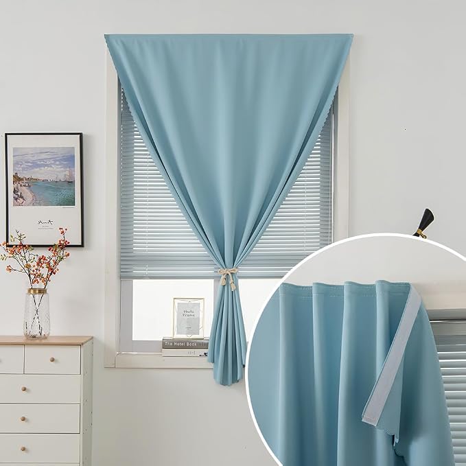 Portable Light Blocking Curtains Self-Stick Design, Removable Adhesive Window - Image 2