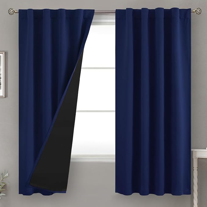 BGment Navy Blue 100% Blackout Curtains 63 Inches Long by BGment