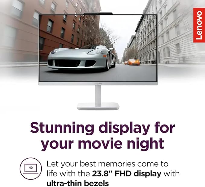 Lenovo IdeaCentre 24" FHD All-in-One Desktop Computer with Lifetime Office 365 for The Web • 16GB RAM • 1TB Storage • Intel Core • Wired Keyboard and Mouse • Windows 11