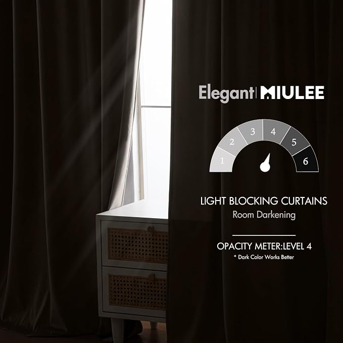 MIULEE Taupe Velvet Curtains 52x84 inches Luxury Blackout Curtains | Thermal - Image 5